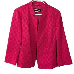 Gerry Weber Blazer Womens sz 14 Designer Waffle Weave Barbiecore Jacket Cropped